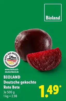 Lidl BIOLAND Deutsche gekochte Rote Bete Angebot