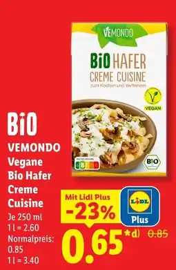 Lidl VEMONDO Vegane Bio Hafer Creme Cuisine Angebot