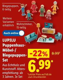 Lidl LUPILU Puppenhaus-Möbel-/Biegepuppen-Set Angebot