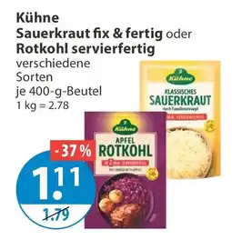 V Markt Kühne Sauerkraut fix & fertig oder Rotkohl servierfertig Angebot