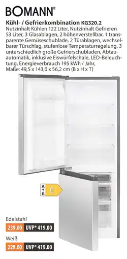 V Markt BOMANN Kühl-/Gefrierkombination KG320.2 Angebot