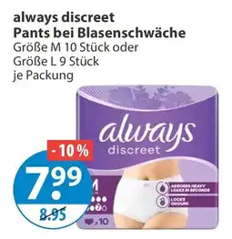 V Markt always discreet Pants bei Blasenschwäche Angebot