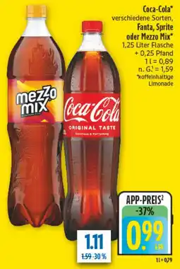 diska Coca-Cola, Fanta, Sprite oder Mezzo Mix Angebot