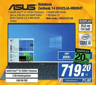 Expert Asus Notebook Zenbook Angebot