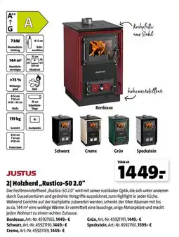Leitermann Baumarkt JUSTUS 2| Holzherd „Rustico-50 2.0“ Angebot