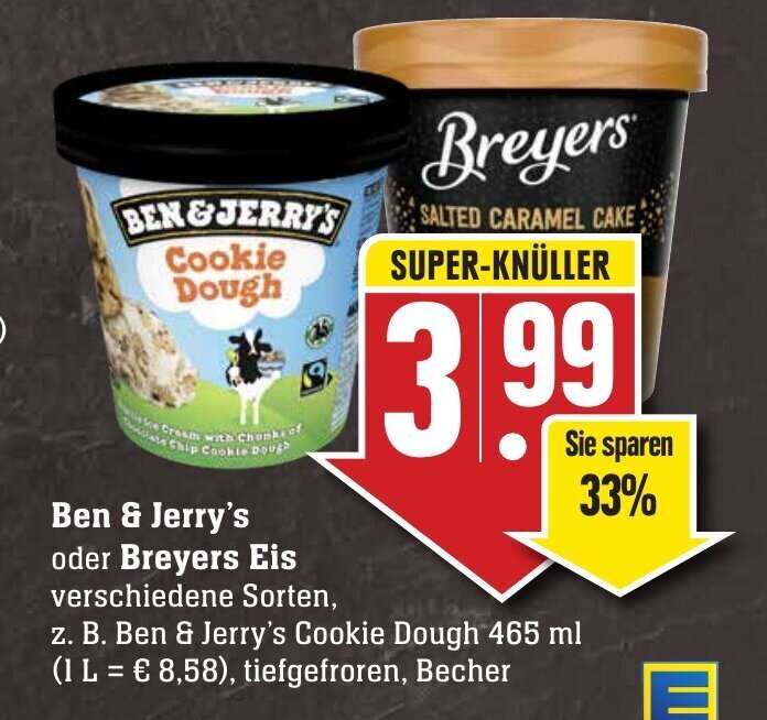 Ben&Jerry's o. Breyers Eis 465ml Angebot bei Edeka Neukauf