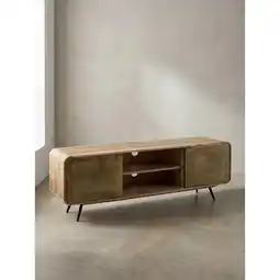 Netto Marken-Discount Lowboard Mango Massivholz Modern Stil 160x55x41 cm mit punzierten Türen Angebot