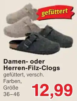 Wiglo Wunderland Damen- oder Herren-Filz-Clogs Angebot