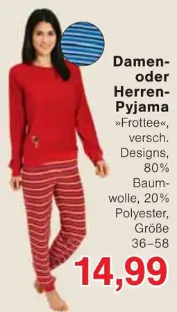 Wiglo Wunderland Damen- oder Herren-Pyjama »Frottee« Angebot