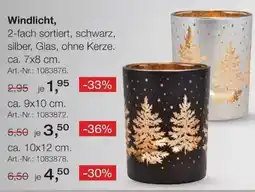 Möbel Inhofer Windlicht, 2-fach sortiert, schwarz, silber, Glas, ohne Kerze Angebot