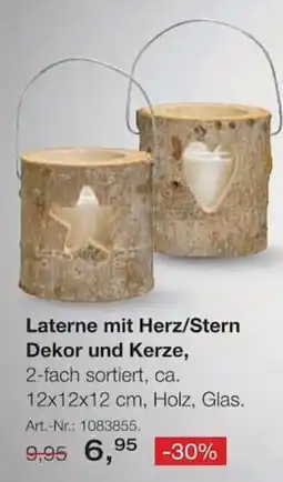 Möbel Inhofer Laternen mit Herz/Stern Dekor und Kerze Angebot