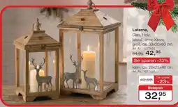 Möbel Inhofer Laterne, Glas, Holz, Metall, ohne Kerze Angebot