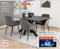 Möbel Inhofer Esstisch, Keramik schwarz, Gestell Stahl schwarz Angebot
