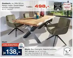 Möbel Inhofer Stuhl, Bez. Cord grün, Stativfuß schwarz Angebot