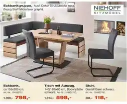 Möbel Inhofer Eckbankgruppe, Ausf. Dekor Struktureiche terra, Bezug Stoff Microfaser graphit. NIEHOFF SITZMÖBEL Angebot