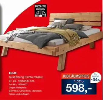 Bett, Ausführung Fichte massiv