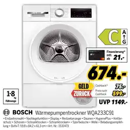 MEDIMAX BOSCH Wärmepumpentrockner WQA233C91 Angebot
