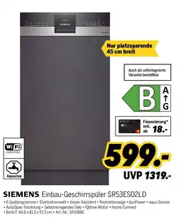 MEDIMAX SIEMENS Einbau-Geschirrspüler SR53ES02LD Angebot