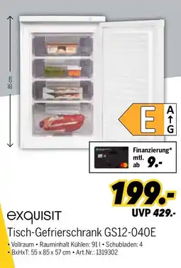 MEDIMAX exquisit Tisch-Gefrierschrank GS12-040E Angebot