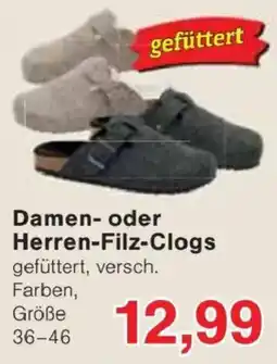 Jawoll Damen- oder Herren-Filz-Clogs Angebot