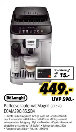 MEDIMAX DeLonghi Kaffeevollautomat Magnifica Evo Angebot