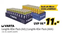 MEDIMAX VARTA Longlife 40er Pack (AA) | Longlife 40er Pack (AAA) Angebot