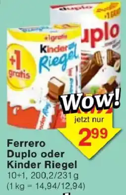 Jawoll Ferrero Duplo oder Kinder Riegel Angebot