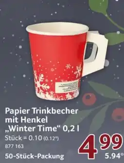 Selgros Papier Trinkbecher mit Henkel "Winter Time" Angebot