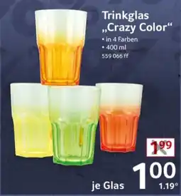 Selgros Trinkglas „Crazy Color“ Angebot
