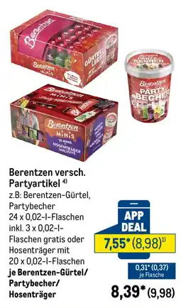 METRO Berentzen versch. Partyartikel Angebot