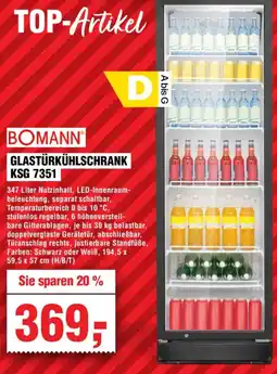 Handelshof BOMANN GLASTÜRKÜHLSCHRANK KSG 7351 Angebot