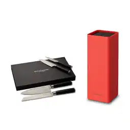 Netto Marken-Discount Damastmesser-Set 4tlg. inkl. Messerblock „Square“ – Rot Angebot