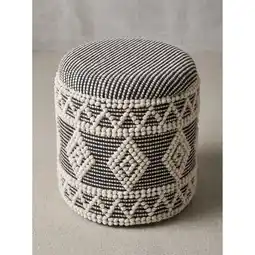 Netto Marken-Discount Sitzhocker Stoff mit Rautenstruktur Creme-Schwarz Ø 40x45 cm Kadima Angebot