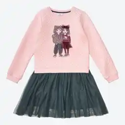 NKD Kinder-Mädchen-Langarmkleid mit Meshrock und Glitzerdruck Angebot