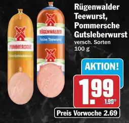 HIT Rügenwalder Teewurst, Pommersche Gutsleberwurst Angebot