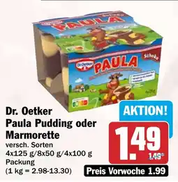 HIT Dr. Oetker Paula Pudding oder Marmorette Angebot