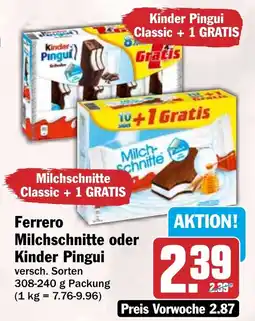 HIT Ferrero Milchschneite oder Kinder Pingui Angebot