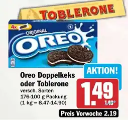 HIT Oreo Doppelkeks oder Toblerone Angebot