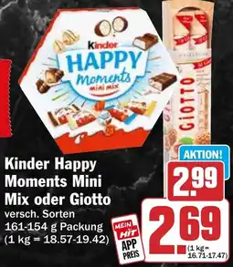 HIT Kinder Happy Moments Mini Mix oder Giotto Angebot