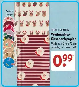 Aldi Süd HOME CREATION Weihnachts-Geschenkpapier Angebot