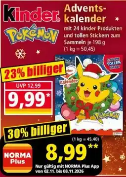 Norma Kinder Pokémon Adventskalender Angebot