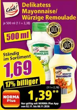 Norma Cook! Delikatess Mayonnaise/Würzige Remoulade Angebot