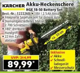 Norma KÄRCHER Akku-Heckenschere HGE 18-50 Battery Set Angebot