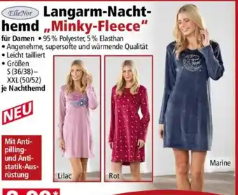 ElleNor Langarm-Nachthemd "Minky-Fleece"