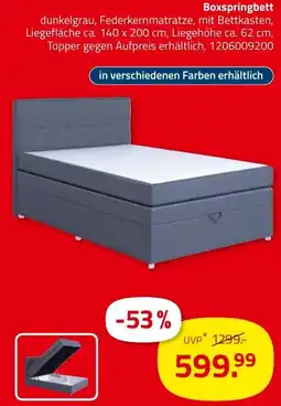 ROLLER Boxspringbett dunkelgrau, Federkernmatratze, mit Bettkasten Angebot