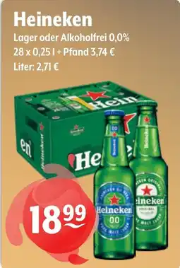 Getränke Hoffmann Heineken Lager oder Alkoholfrei 0,0% Angebot