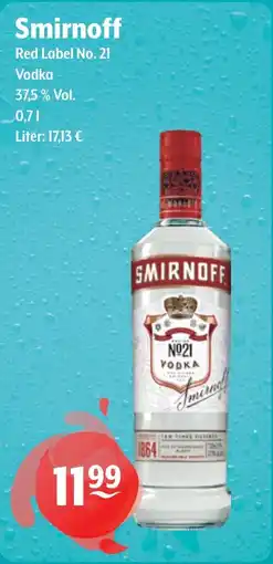 Getränke Hoffmann Smirnoff Red Label No. 21 Vodka Angebot