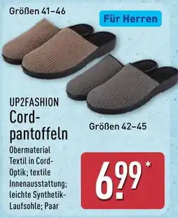 Aldi Nord UP2FASHION Cord-pantoffeln Angebot