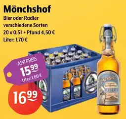 Getränke Hoffmann Mönchshof Bier oder Radler Angebot