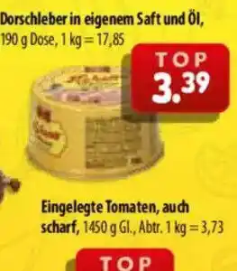 Dorschleber in eigenem Saft und Öl